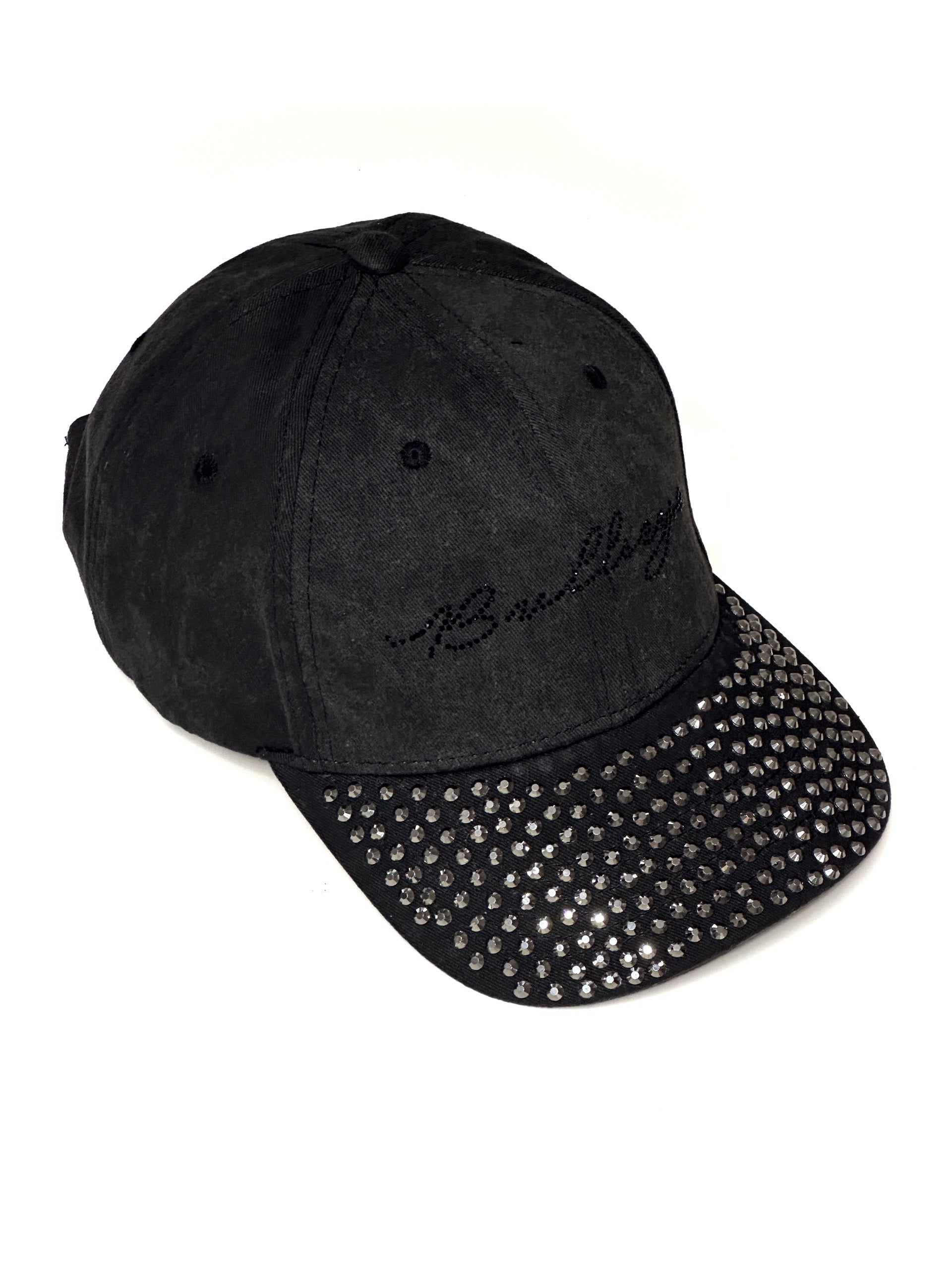 Rhinestones Cap in Faded Black