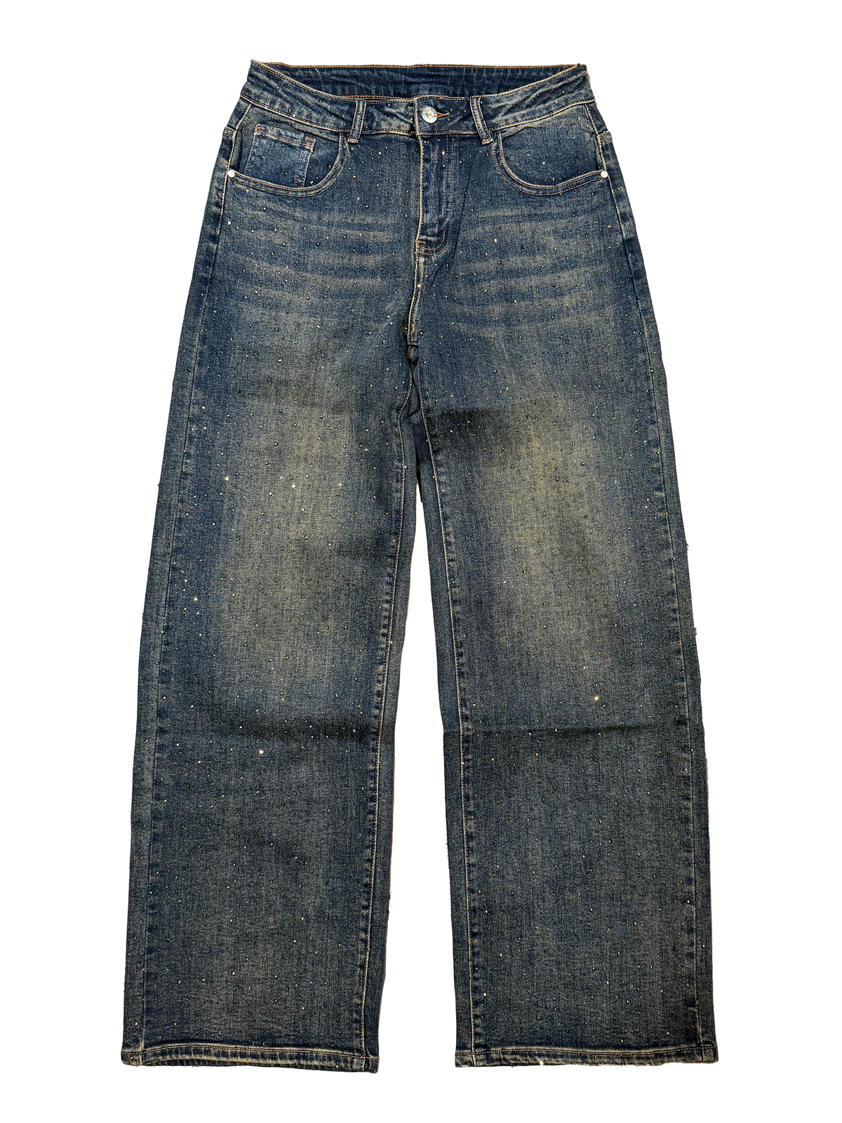 Rhinestones Wide Leg Jeans
