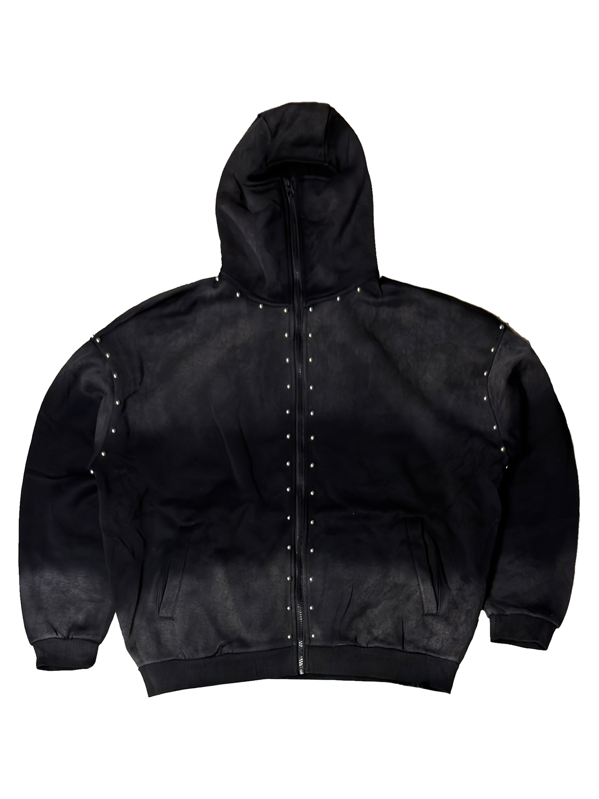 Washed Black Studs Zip-Up