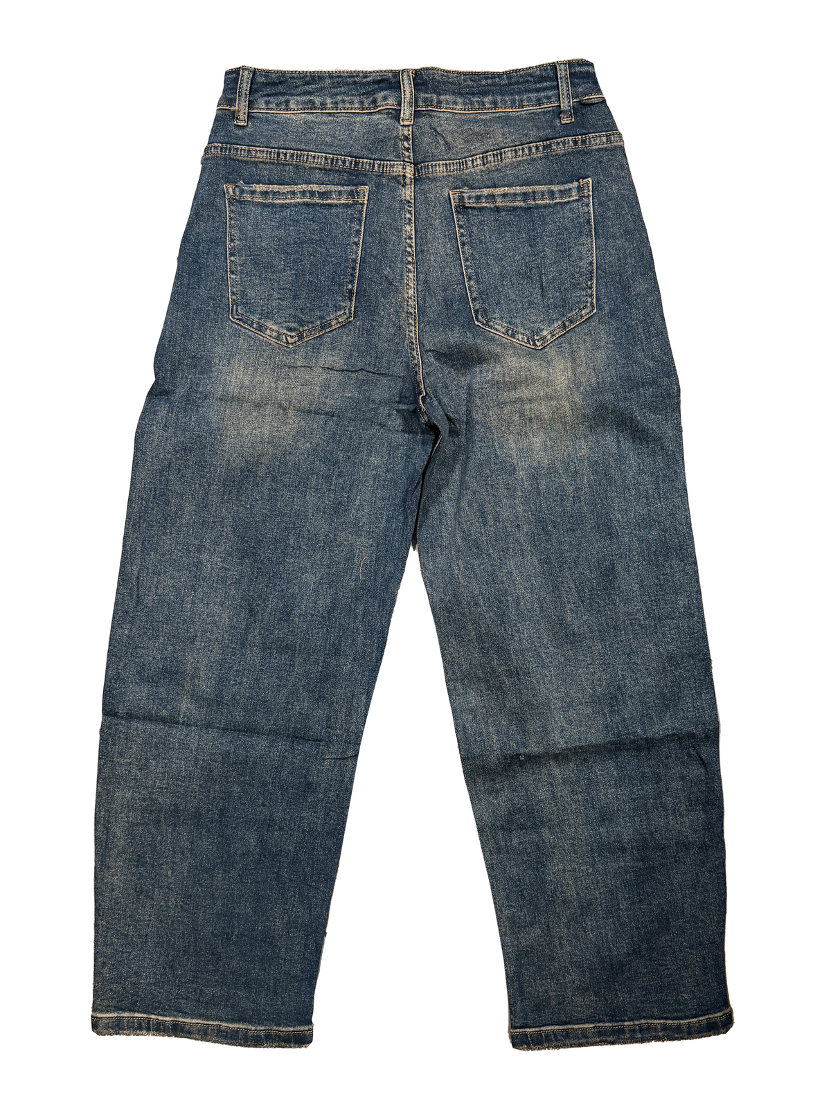 Panel Rhinestones Wide Leg Jeans