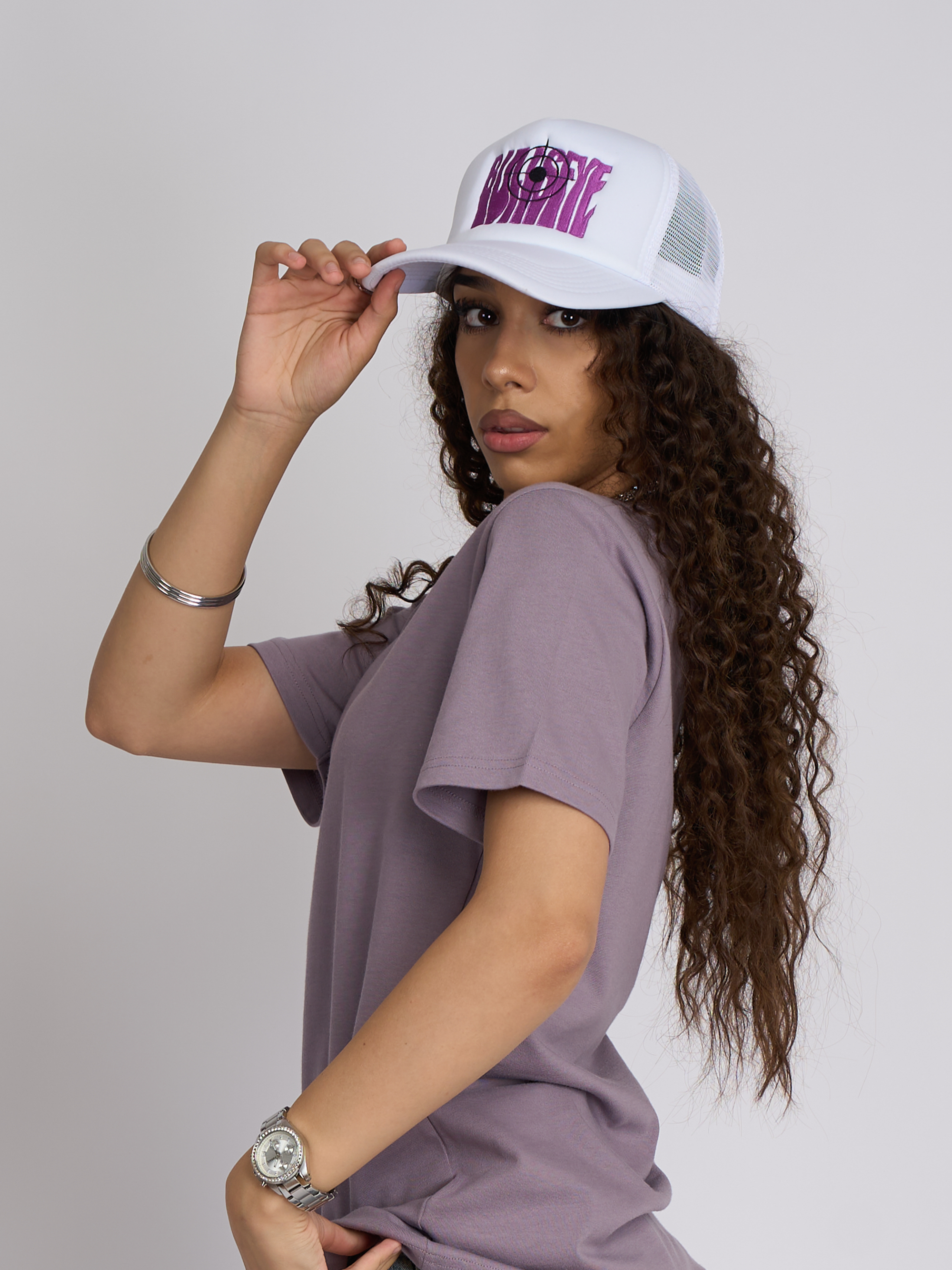 Pruple on White S1 Cap