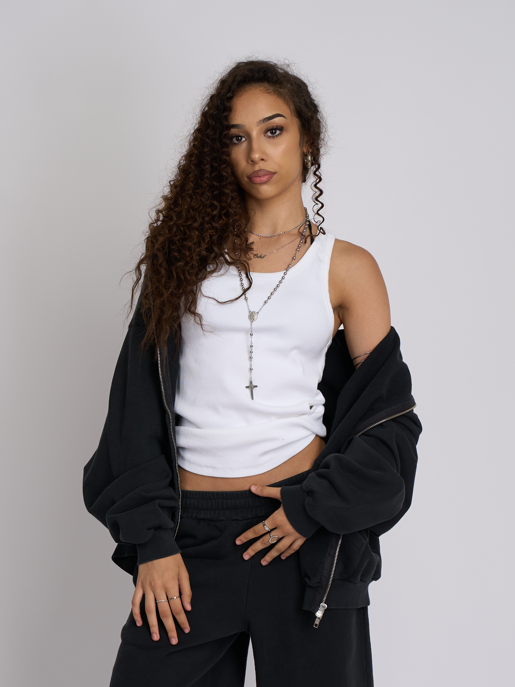 Hanorac Zip-Up Negru Vintage