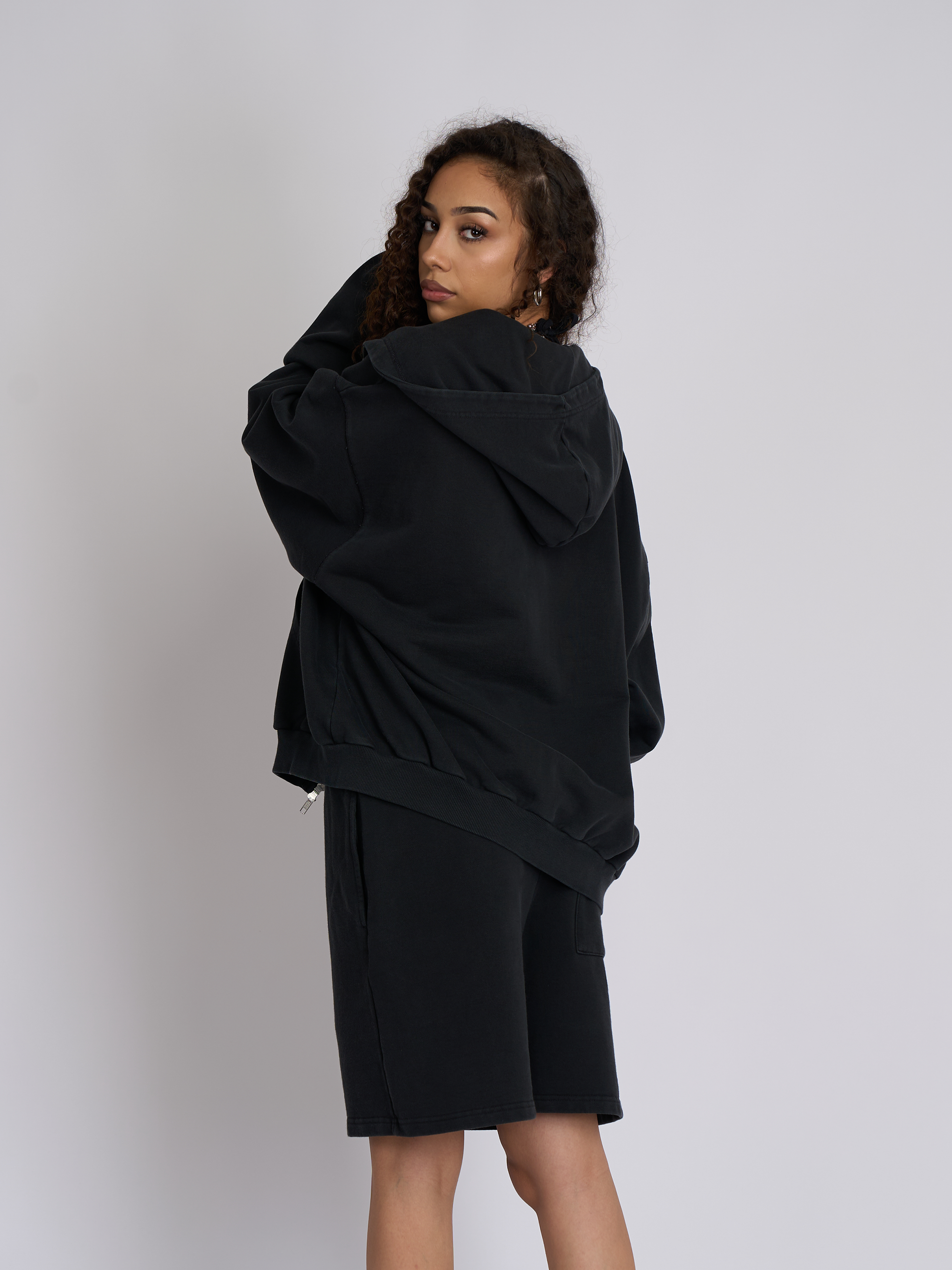 Hanorac Zip-Up Negru Vintage