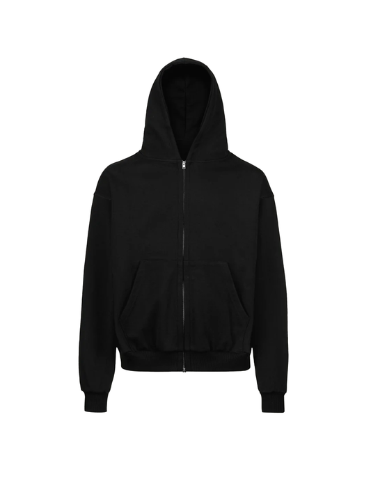 Black Oversized Zipped Hoodie