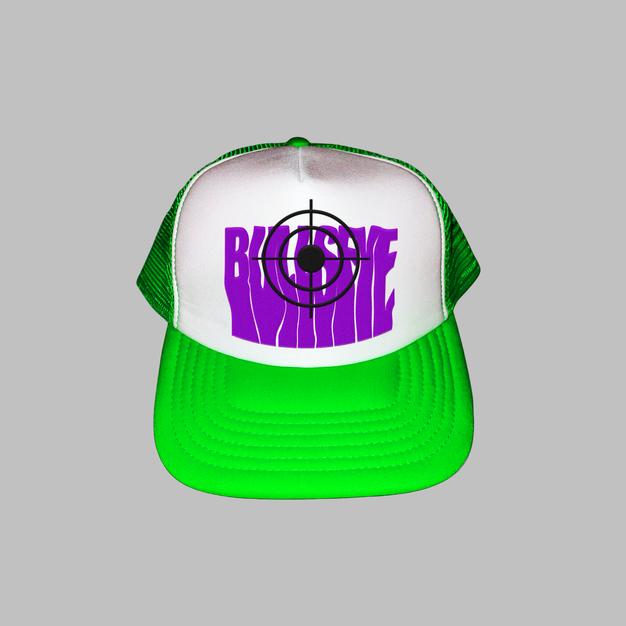 Purple on Light Green Bullseye Cap