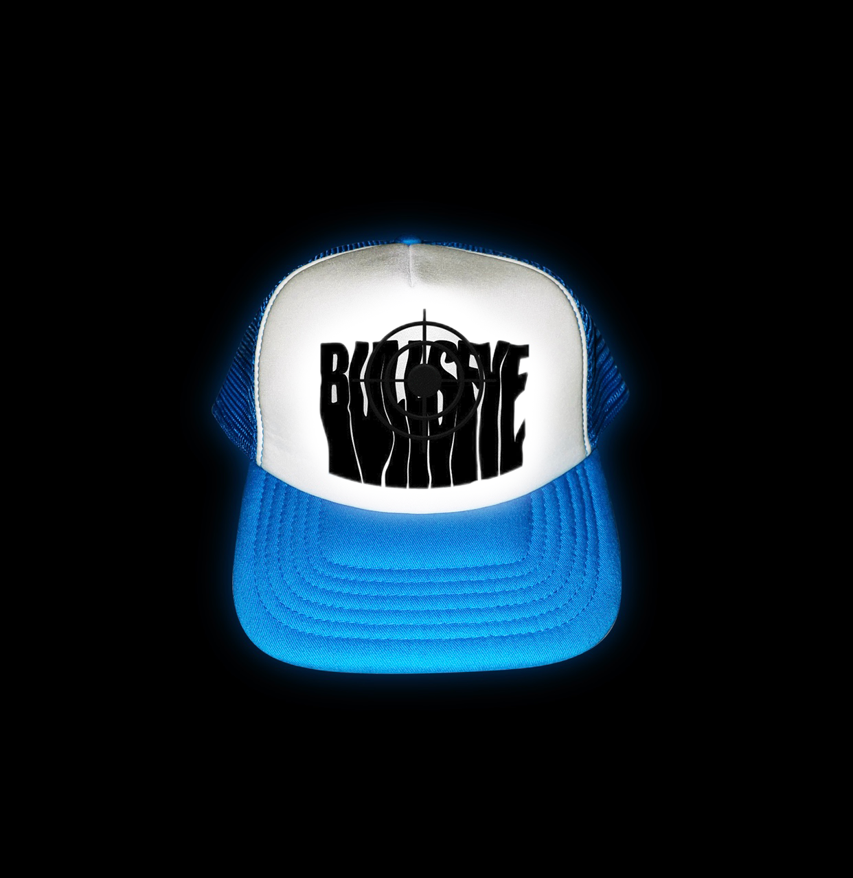 Black on Light Blue Bullseye Cap